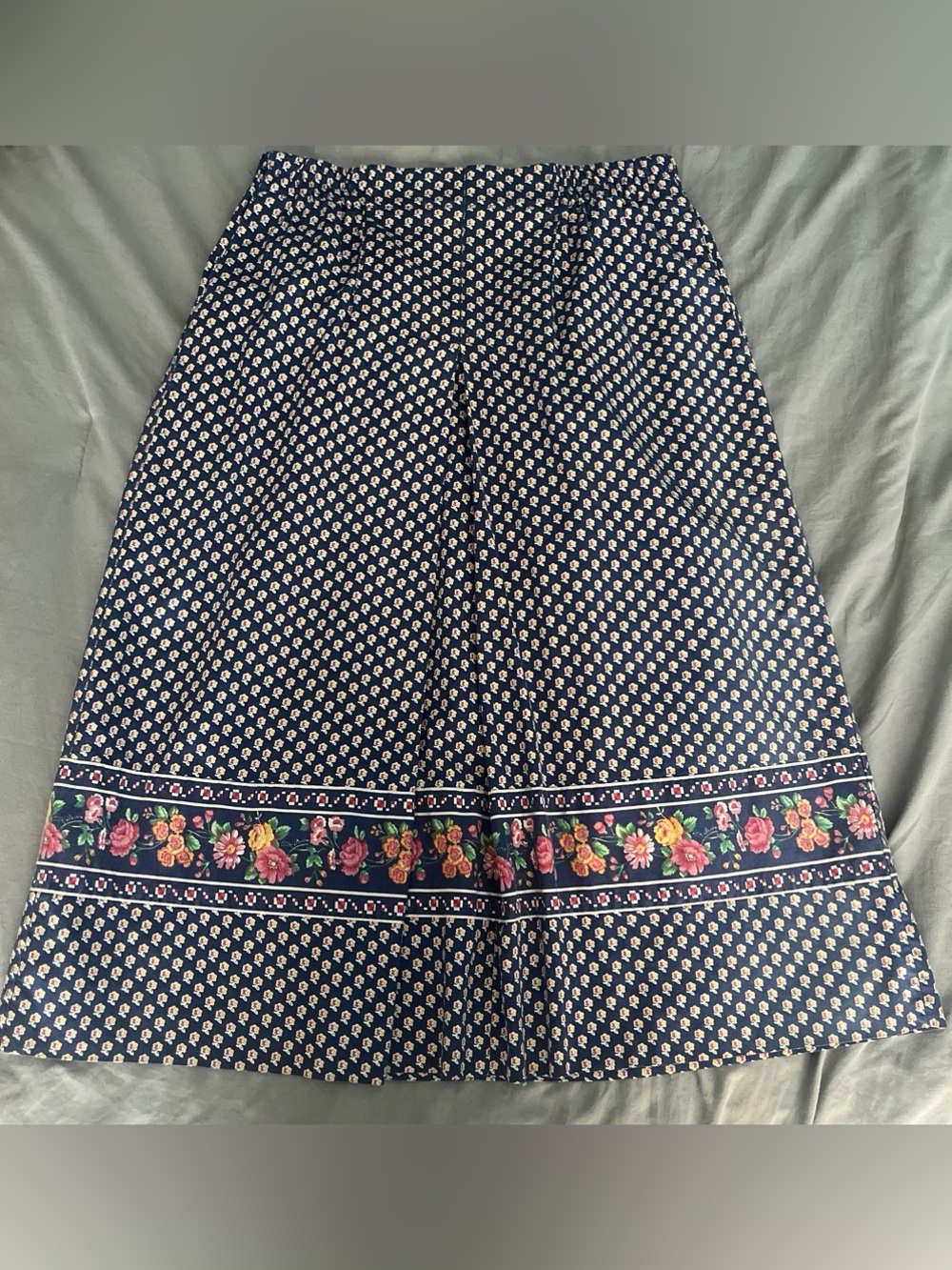 Vintage Vera Bradley Indiana Floral Prairie Skirt Navy Calico Midi Cottagecore